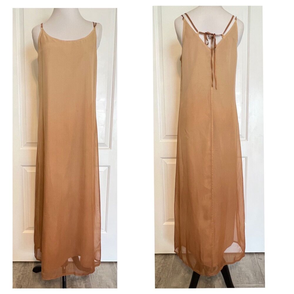 IN STYLE Slip Dress Tan Beige Dress Sleeveless V Neck Philippines Designer L